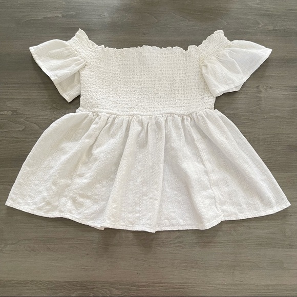 American Eagle Outfitters off the shoulder peplum white crop top size S - Picture 2 of 8